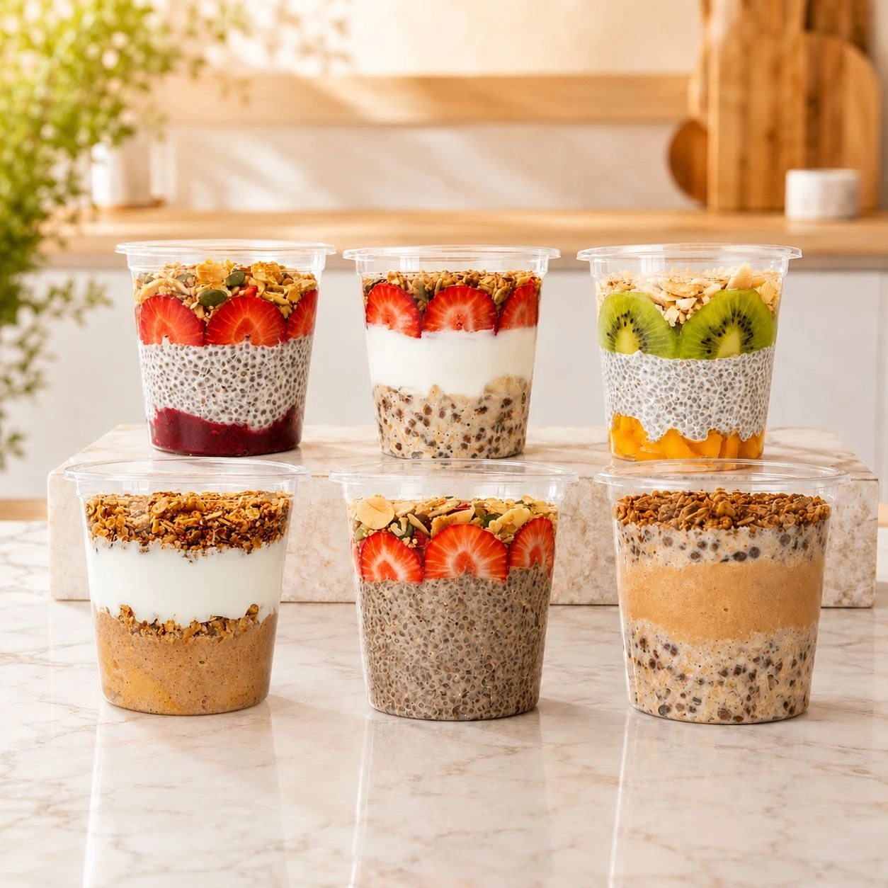 Los seis sabores de Fresh Jar juntos