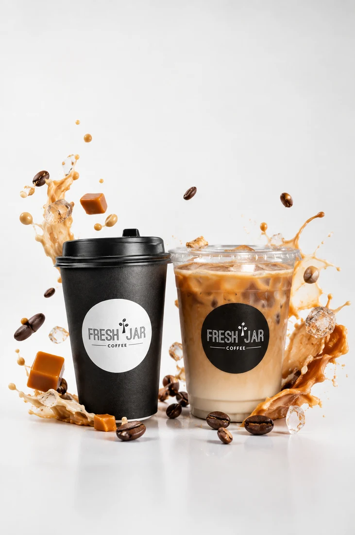Americano y Latte helado Fresh Jar Coffee